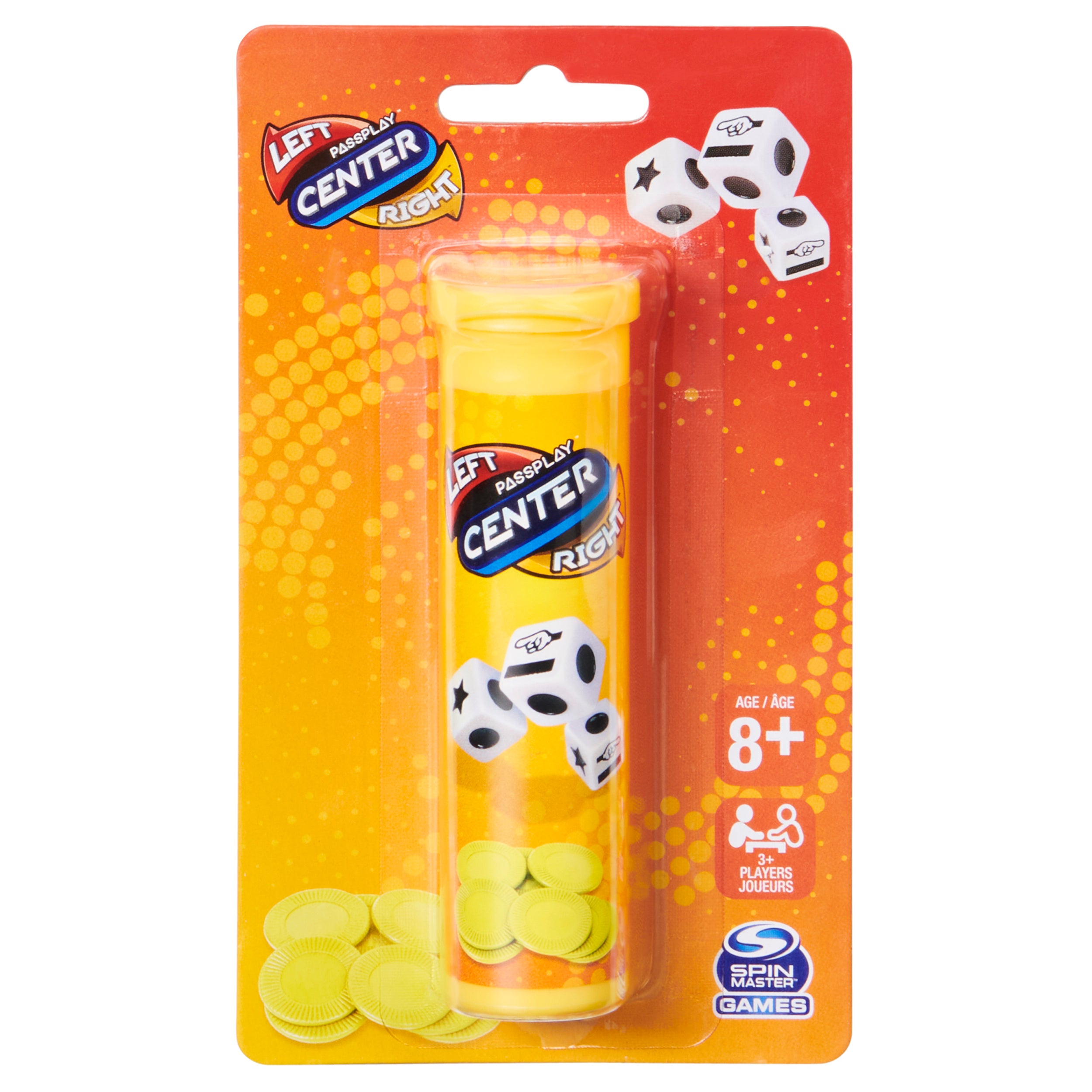 The Game of Left Center Right, Easy Addictive Travel Tube Fun Dice Game for Road Trips, for Kids & Adults Ages 8 and up