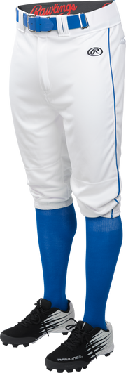 Rawlings Youth Launch Piped Pro Taper Fit Pant  - Small - White/Royal