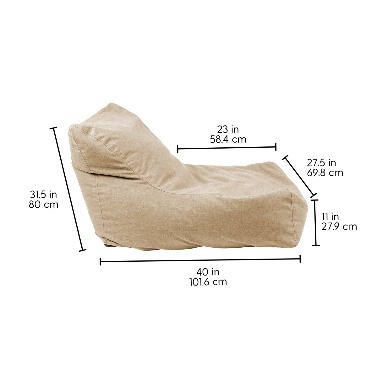 Oudoor Bean Bag Lounger with Sunbrella - Spectrum Sand