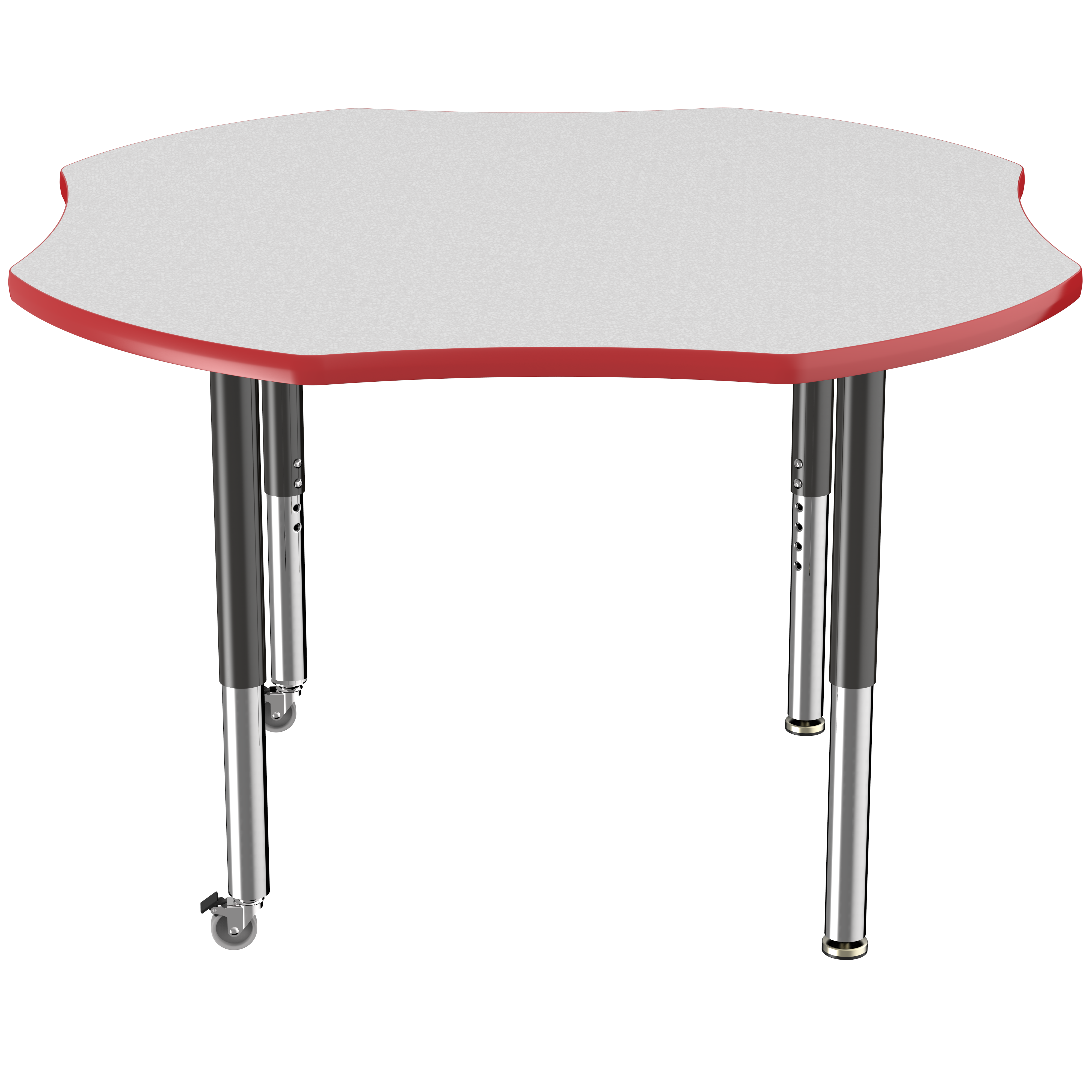 48" x 48" Clover T-Molding Activity Table with Adjustable Super Legs - Gray/Red/Black