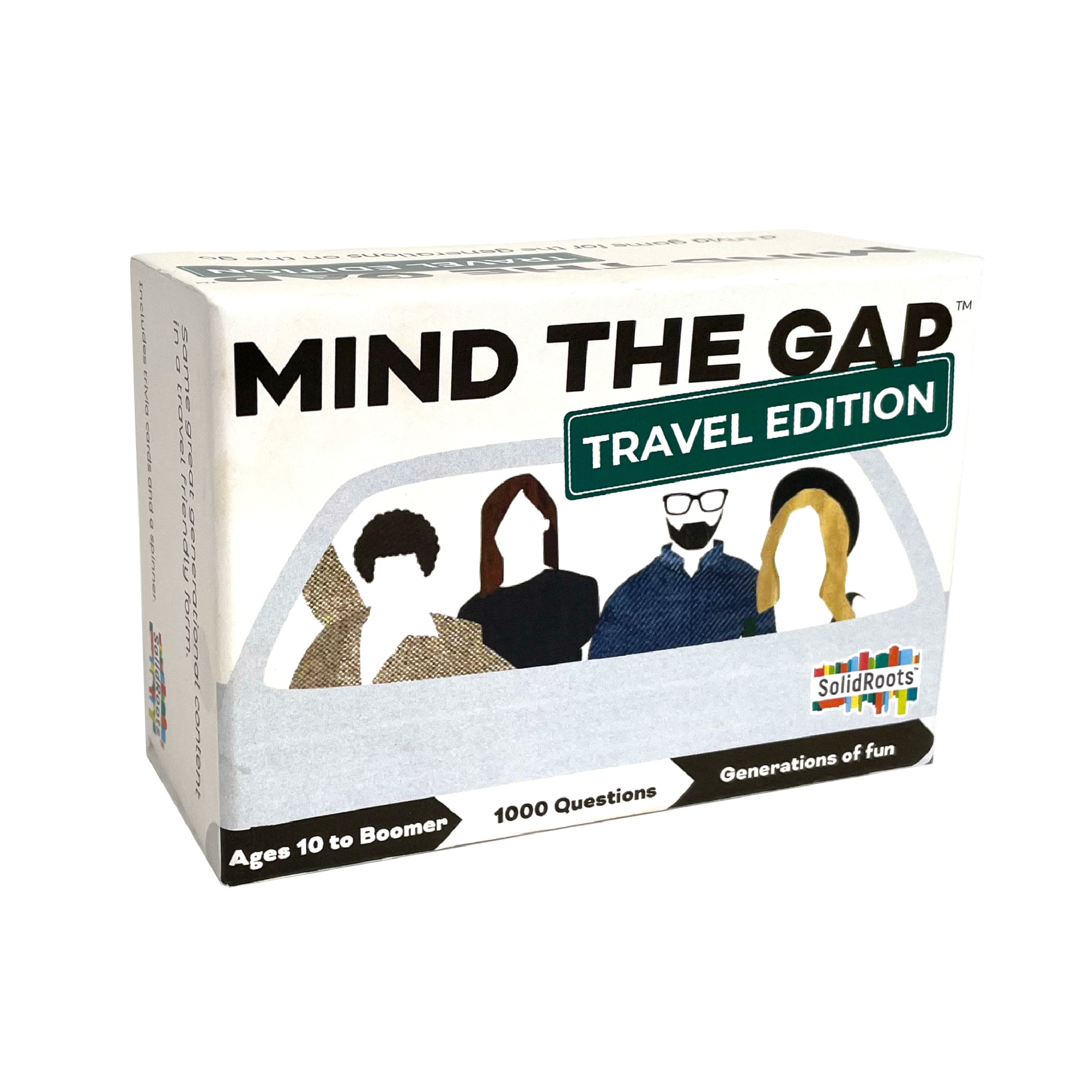Spin Master Games, SolidRoots Mind the Gap Travel Edition, A Trivia Game for All Generations, Road Trip Fun on the Go, 2-12 Players, for Ages 10 & Up