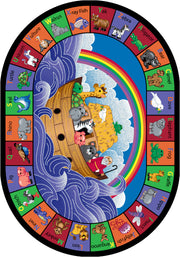 Noah's Alphabet Animals 5'4" x 7'8" Oval area rug in color Multi