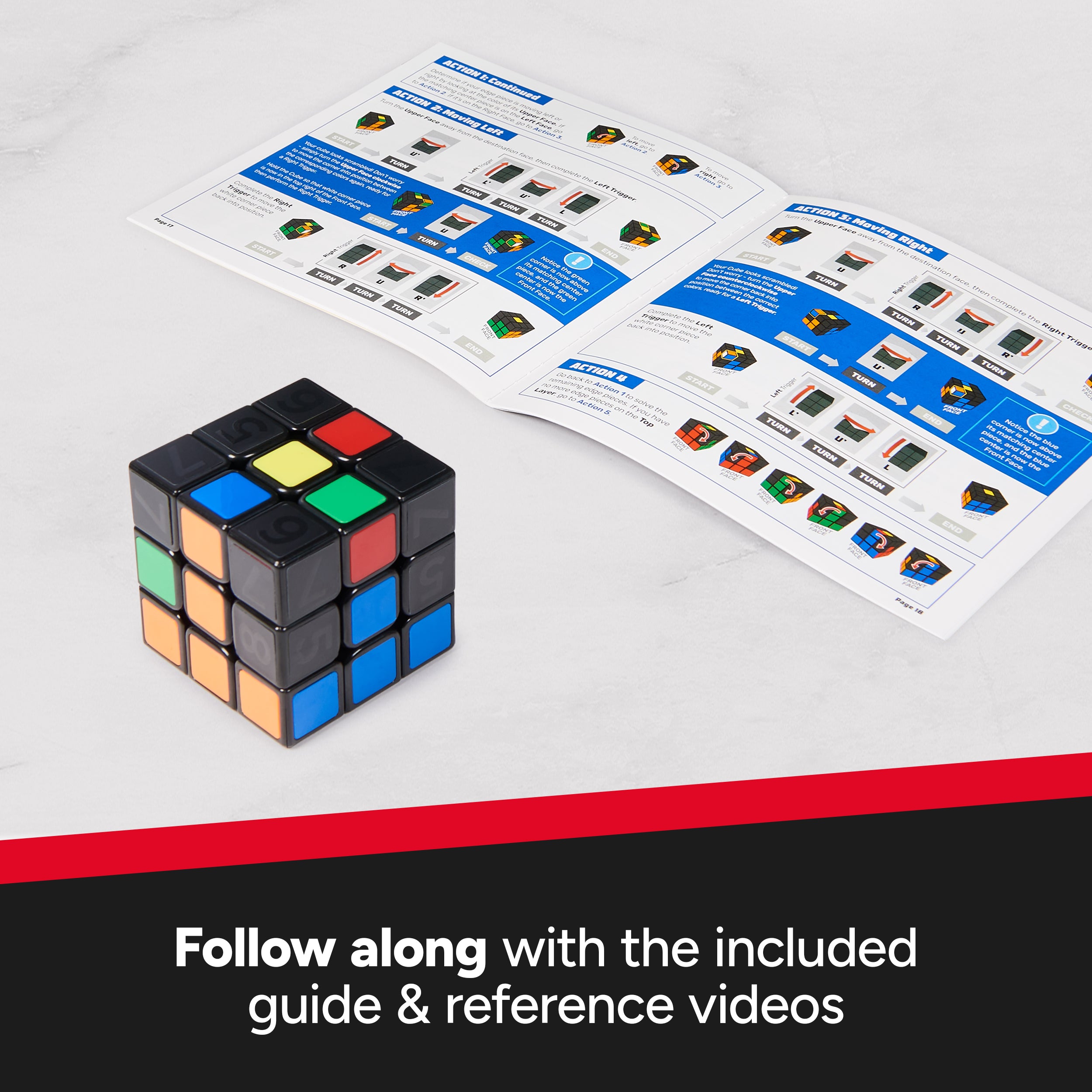 Rubik’s Cube, Coach Cube, Learn to Solve 3x3 Cube with Stickers, Guide & Videos, Classic Color-Matching Puzzle, Problem-Solving Brain Teaser, for Adults, Teens, Kids for Ages 8 & Up