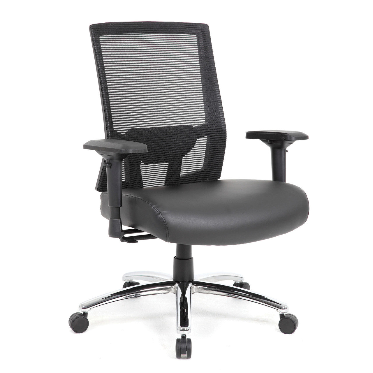OfficeSource Big & Tall Mesh Back Executive Chair - Black PU Leather