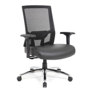 OfficeSource Big & Tall Mesh Back Executive Chair - Black PU Leather