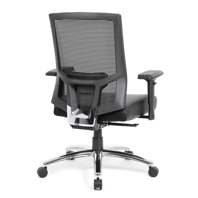 OfficeSource Big & Tall Mesh Back Executive Chair - Black PU Leather