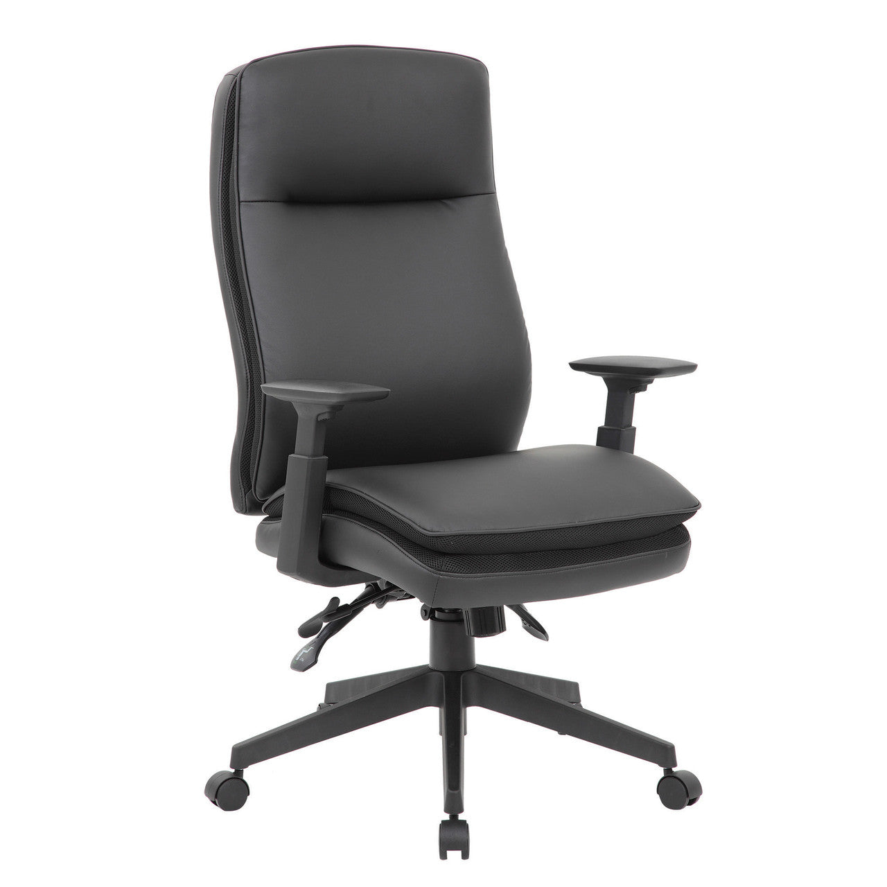 OfficeSource Obsidian High Back Executive Desk Chair - Black PU Leather