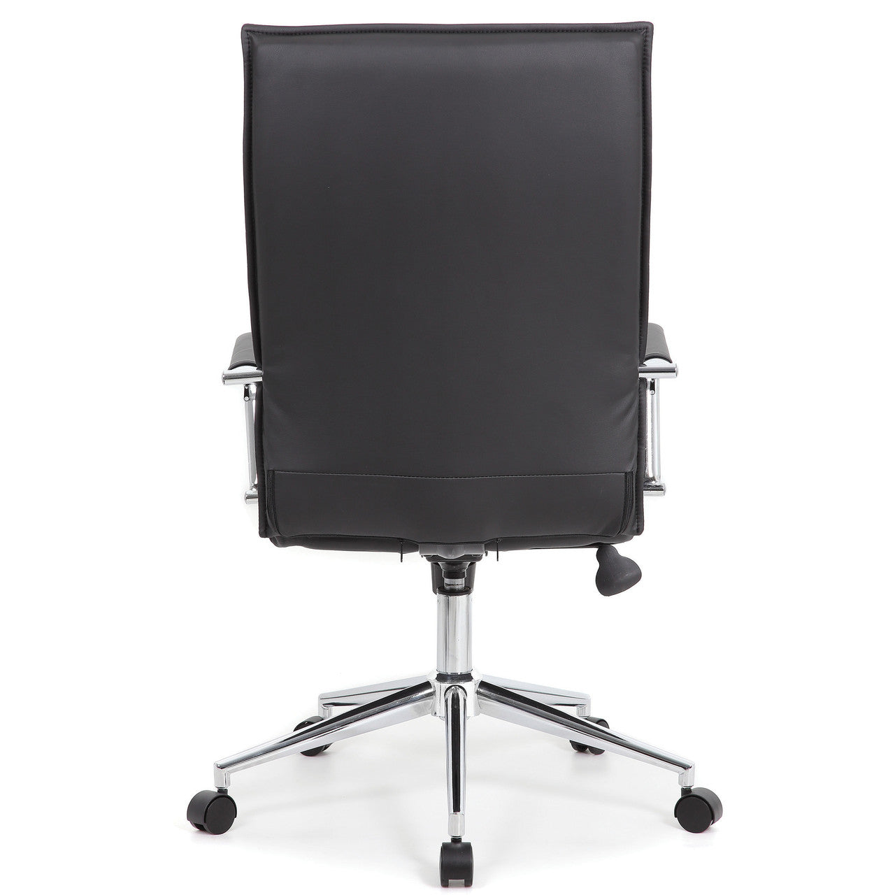 OfficeSource Ridge Black Ribbed High Back Task Chair w/Arms - Black LeatherSoft Vinyl