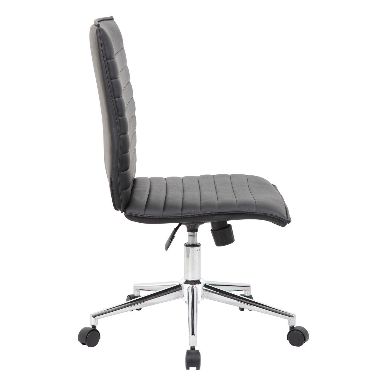 OfficeSource Ridge Armless Contemporary Ribbed Back Task Chair - Black LeatherSoft Vinyl