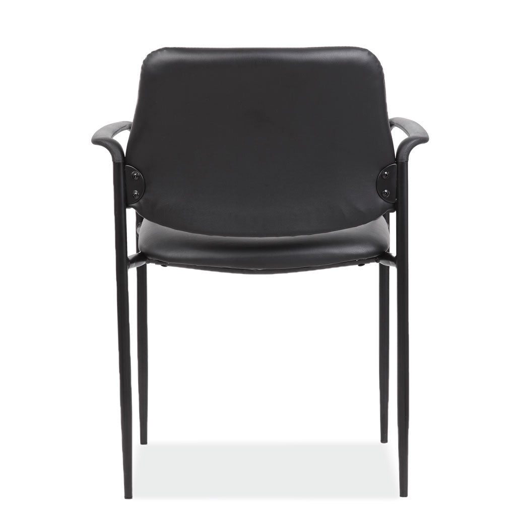 OfficeSource Levy Guest Stack Chair with Arms - Black Leather Soft Vinyl