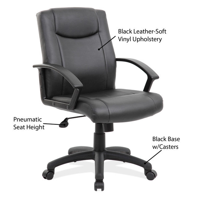 OfficeSource Advantage Executive Mid Back with Black Frame - Black