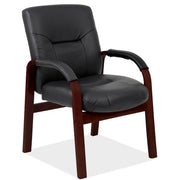 OfficeSource Spencer Guest Chair with Mahogany Frame - Black Leather Soft Vinyl