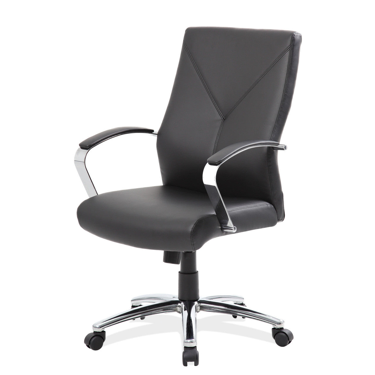 OfficeSource Boxero Executive High Back with Chrome Frame - Black PU Leather