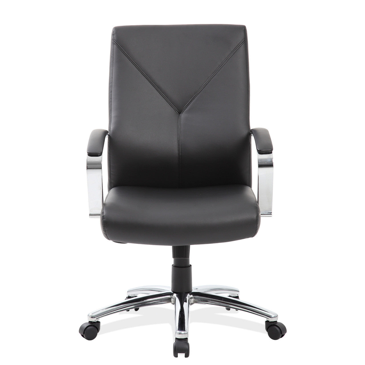 OfficeSource Boxero Executive High Back with Chrome Frame - Black PU Leather