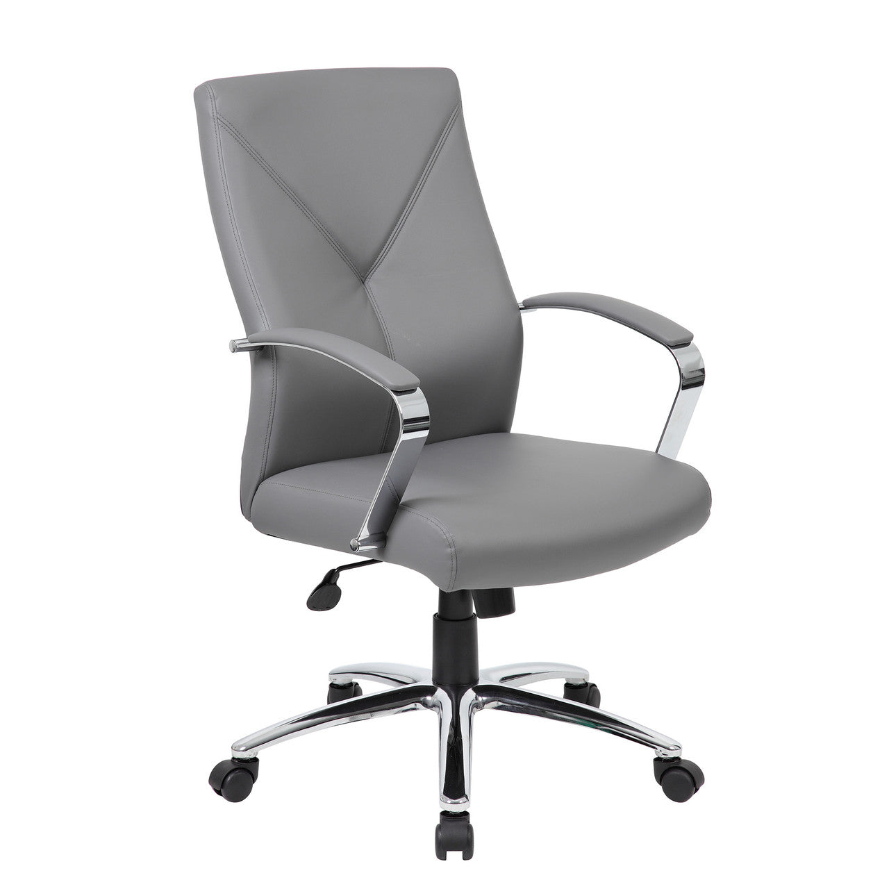 OfficeSource Boxero Executive High Back with Chrome Frame - Gray PU Leather