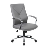 OfficeSource Boxero Executive High Back with Chrome Frame - Gray PU Leather