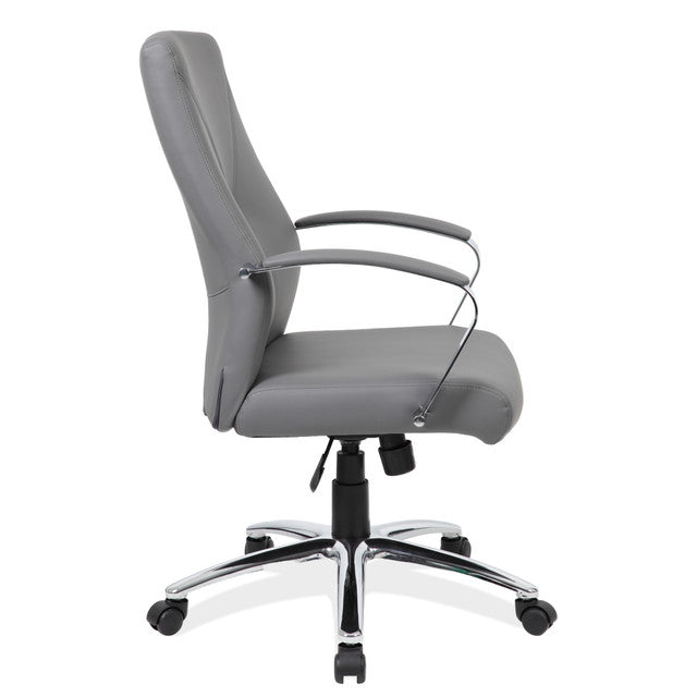 OfficeSource Boxero Executive High Back with Chrome Frame - Gray PU Leather