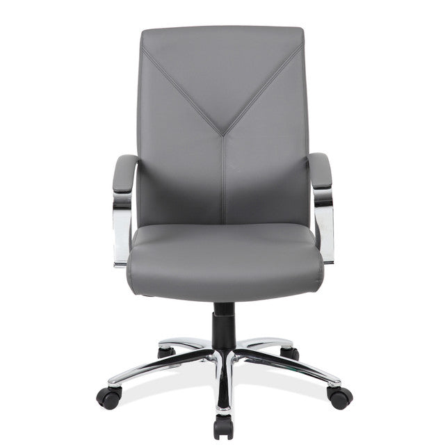 OfficeSource Boxero Executive High Back with Chrome Frame - Gray PU Leather