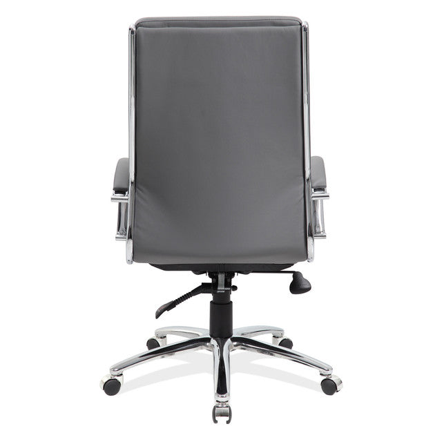 OfficeSource Merak Executive High Back with Chrome Base - Gray PU Leather