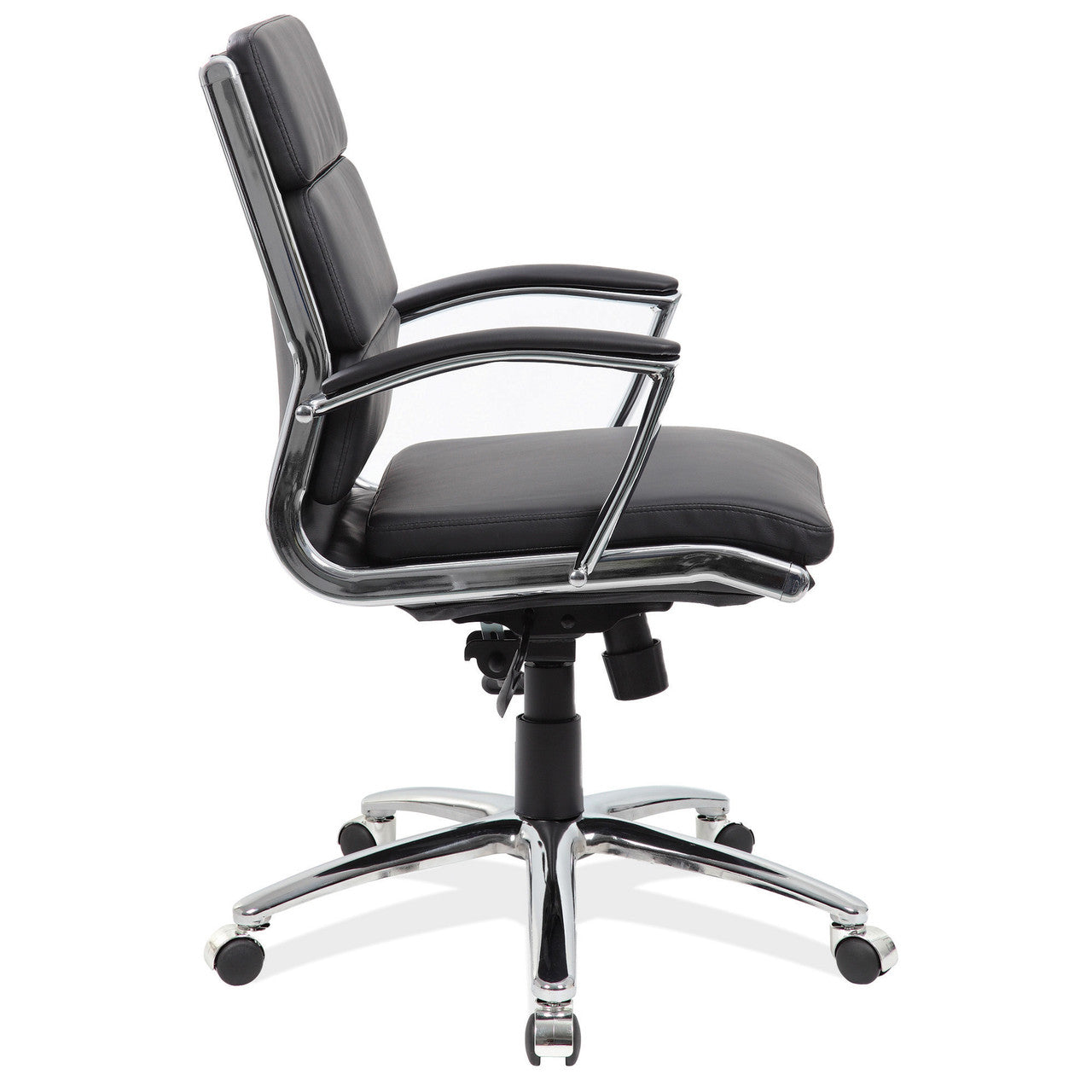 OfficeSource Merak Executive Mid Back with Chrome Frame - Black PU Leather
