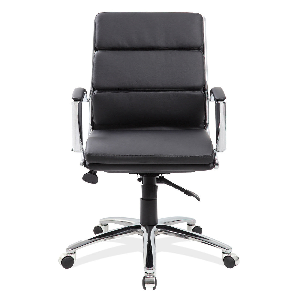 OfficeSource Merak Executive Mid Back with Chrome Frame - Black PU Leather