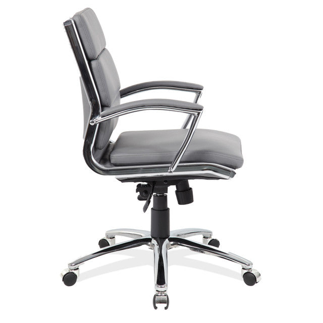 OfficeSource Merak Executive Mid Back with Chrome Frame - Gray PU Leather