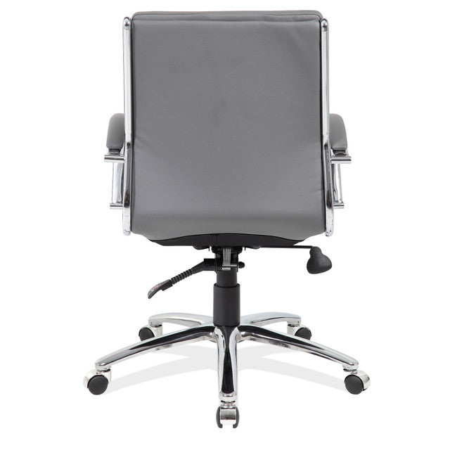 OfficeSource Merak Executive Mid Back with Chrome Frame - Gray PU Leather