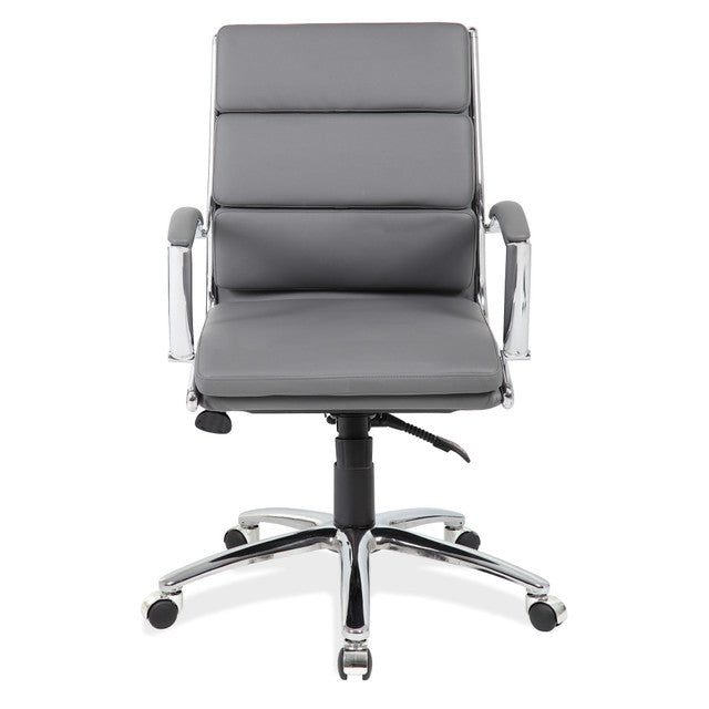 OfficeSource Merak Executive Mid Back with Chrome Frame - Gray PU Leather
