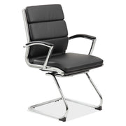 OfficeSource Merak Executive Guest Sled Base with Chrome Frame - Black PU Leather