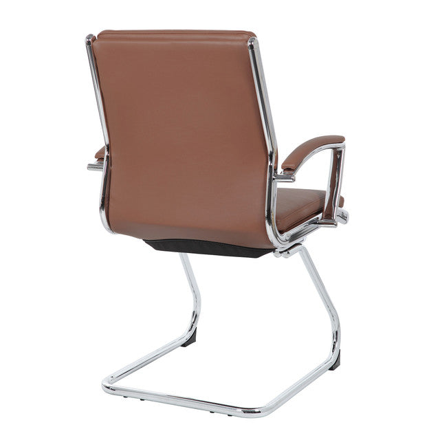 OfficeSource Merak Executive Guest Sled Base with Chrome Frame - Caramel