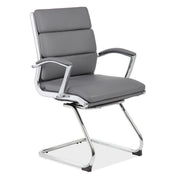 OfficeSource Merak Executive Guest Sled Base with Chrome Frame - Gray PU Leather