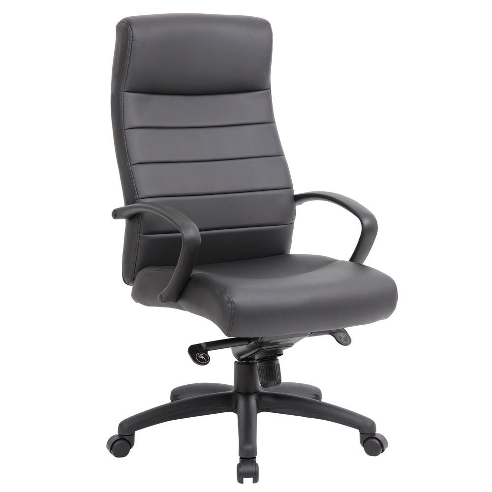 OfficeSource Contour Executive High Back With Black Frame - Black Bonded Leather