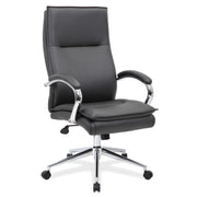 OfficeSource Arc Executive High Back with Fixed Arms and High Crown Chrome Frame - Black PU Leather