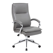 OfficeSource Arc Executive High Back with Fixed Arms and High Crown Chrome Frame - Gray PU Leather