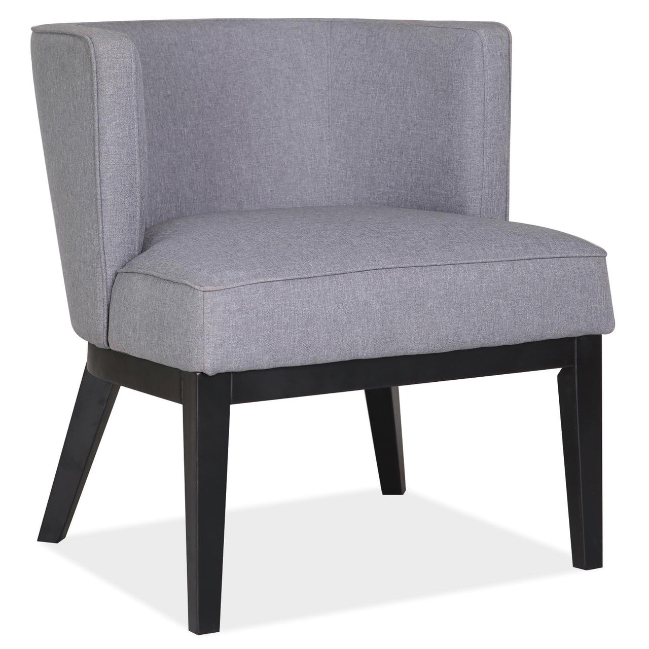 OfficeSource Bowery Barrel Back Arm Chair with Black Wood Legs - Gray Linen with Black