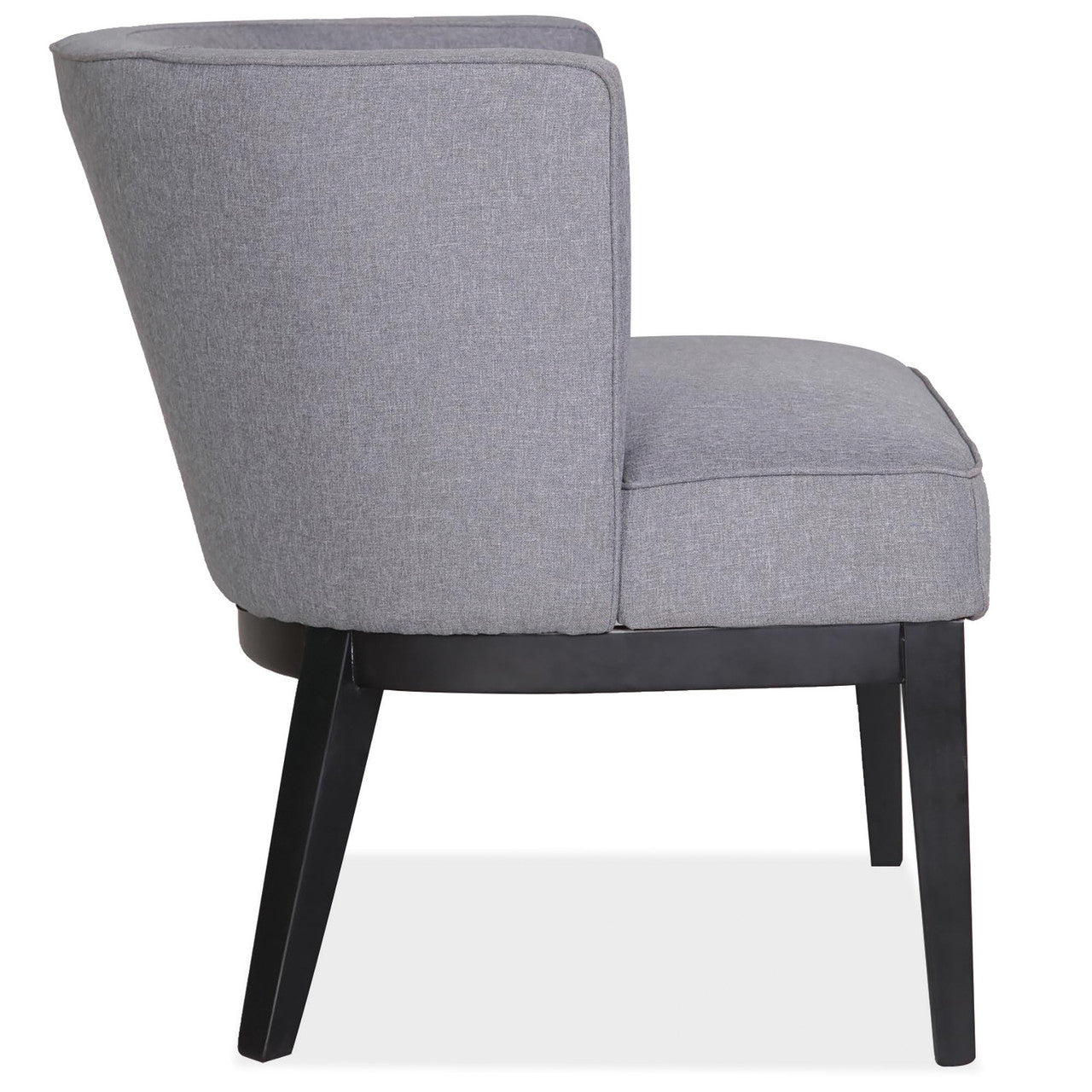 OfficeSource Bowery Barrel Back Arm Chair with Black Wood Legs - Gray Linen with Black