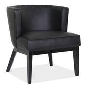 OfficeSource Bowery Barrel Back Arm Chair with Black Wood Legs - Black PU Leather