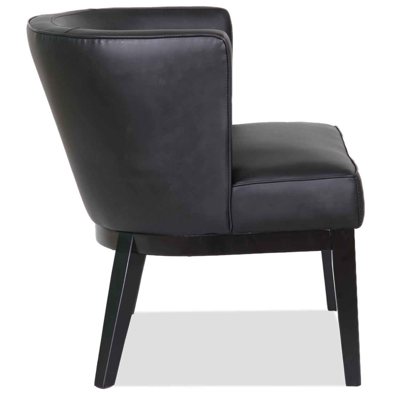 OfficeSource Bowery Barrel Back Arm Chair with Black Wood Legs - Black PU Leather