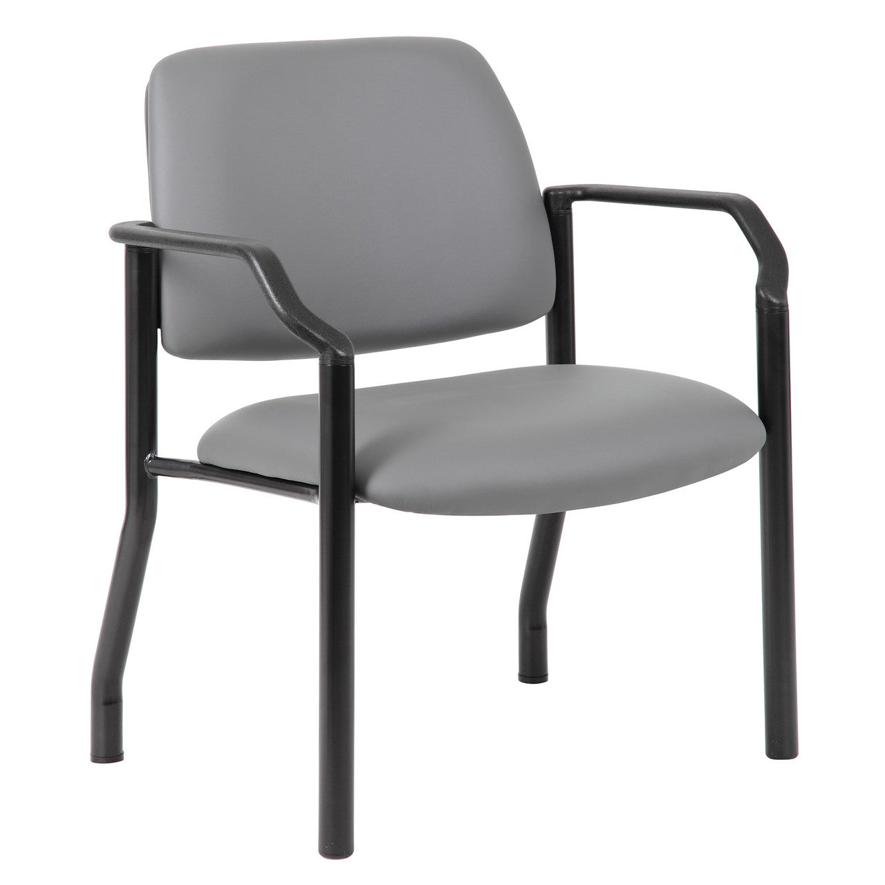 OfficeSource Big & Tall Guest Chair with Arms and Black Frame - 27.5"W - Gray Antimicrobial Vinyl