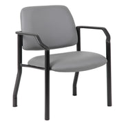 OfficeSource Big & Tall Guest Chair with Arms and Black Frame - 27.5"W - Gray Antimicrobial Vinyl