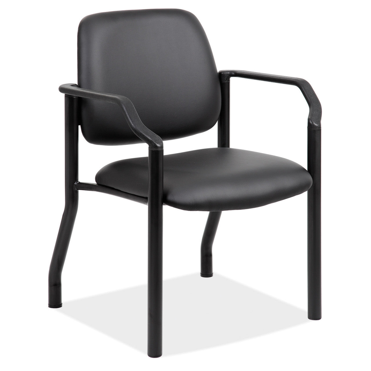 OfficeSource Big & Tall Guest Chair with Arms and Black Frame - 22"W - Black Antimicrobial Vinyl