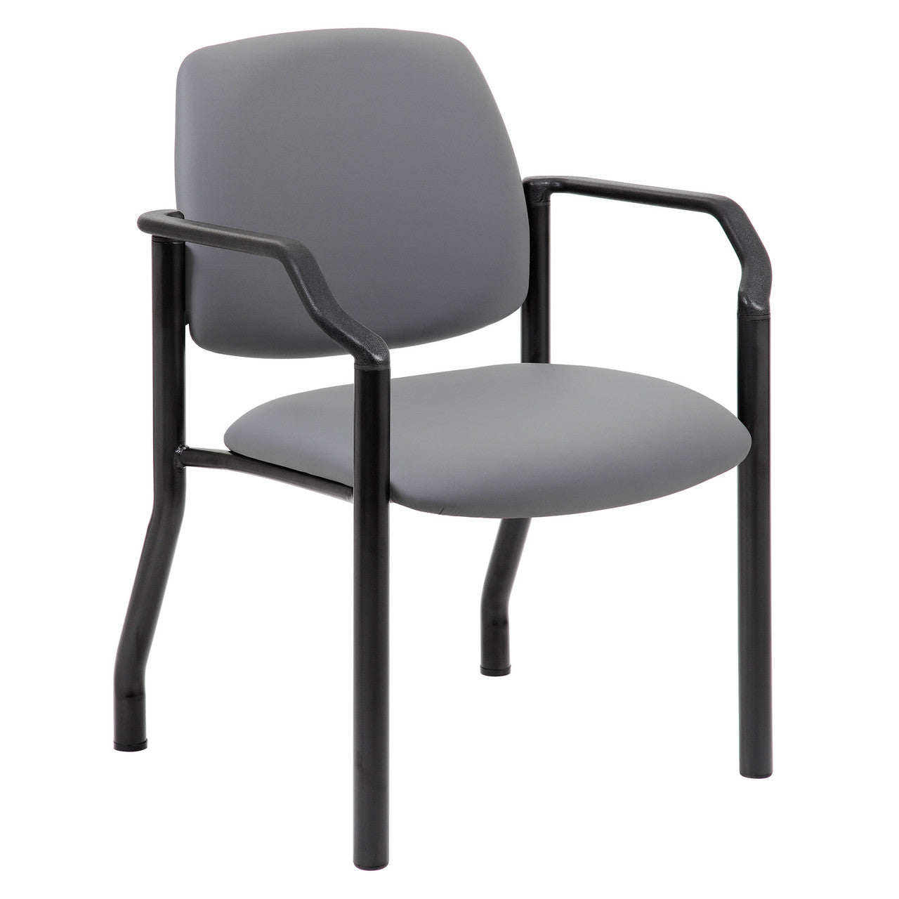 OfficeSource Big & Tall Guest Chair with Arms and Black Frame - 22"W - Gray Antimicrobial Vinyl