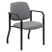 OfficeSource Big & Tall Guest Chair with Arms and Black Frame - 22"W - Gray Antimicrobial Vinyl