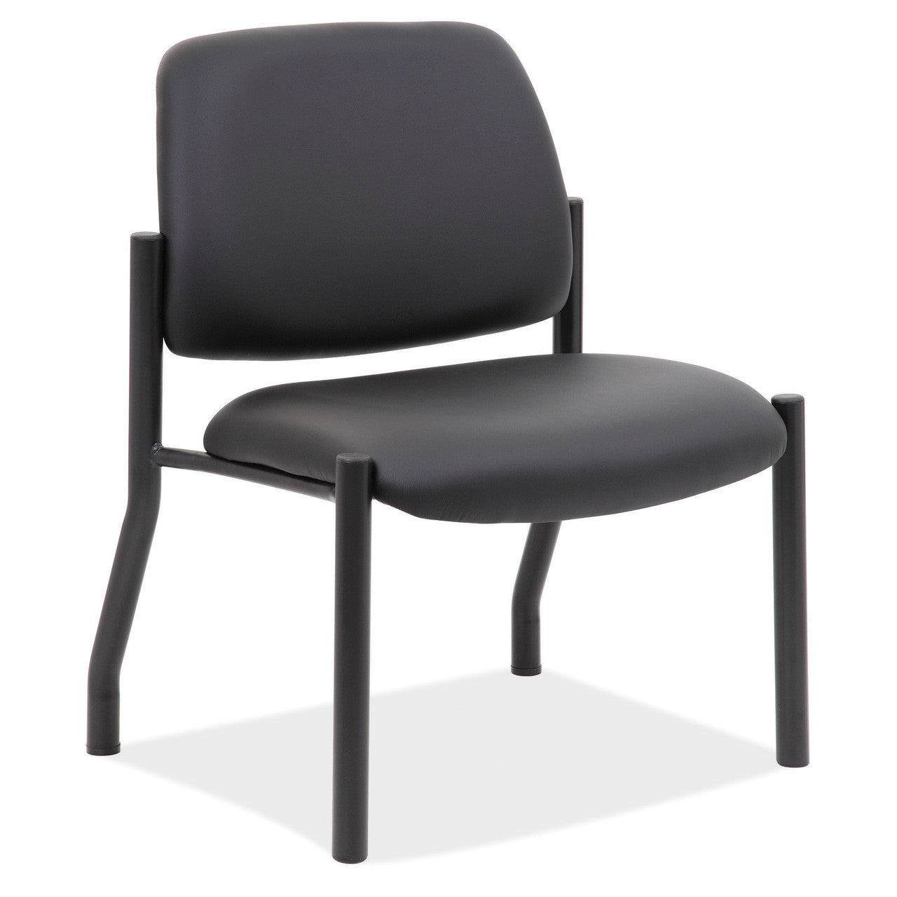 OfficeSource Big & Tall Armless Guest Chair with Black Frame - 23"W - Black Antimicrobial Vinyl