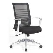 OfficeSource Interchangeable Black Mesh High Back Task Chair with Aluminum Arms and Base - Black
