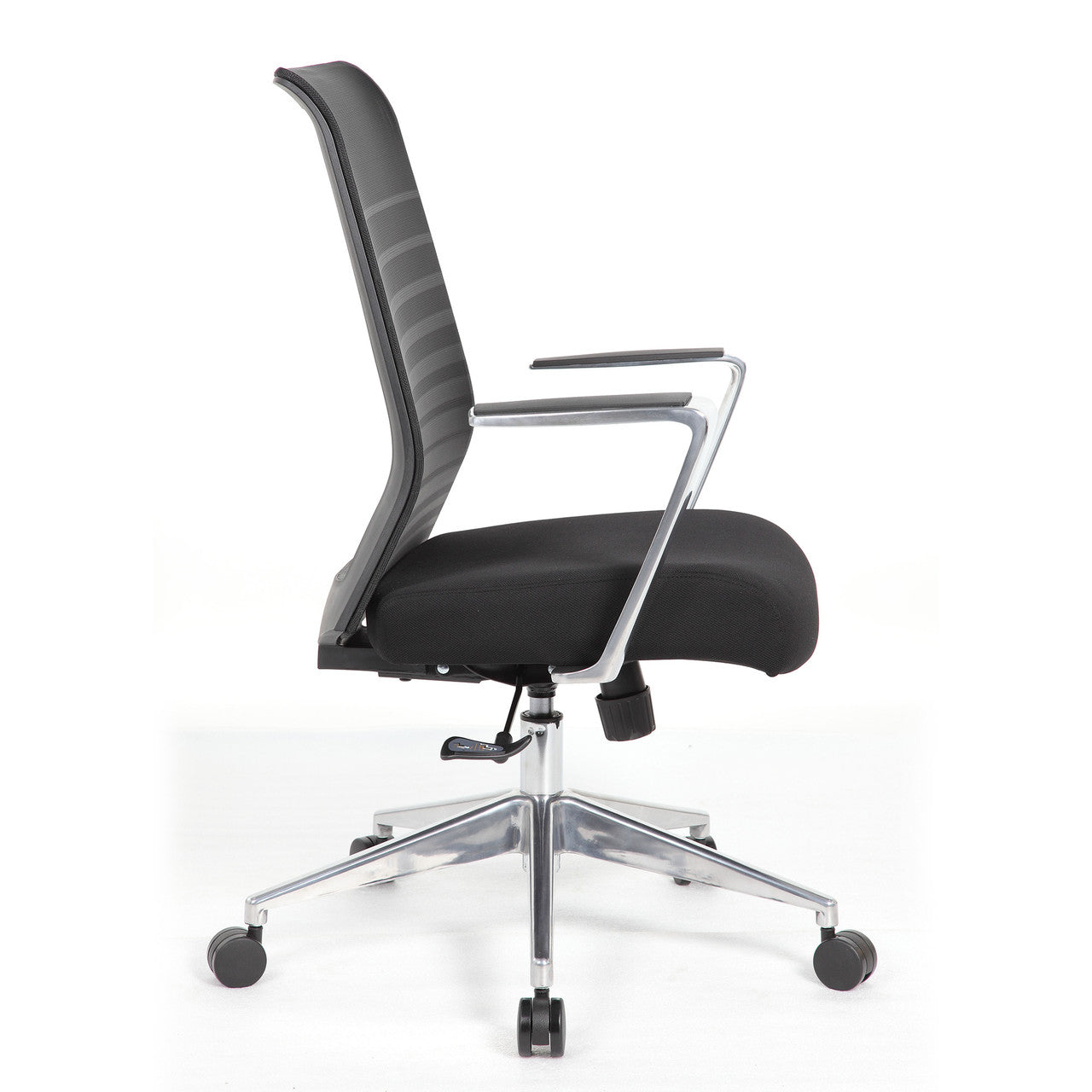 OfficeSource Interchangeable Black Mesh High Back Task Chair with Aluminum Arms and Base - Black