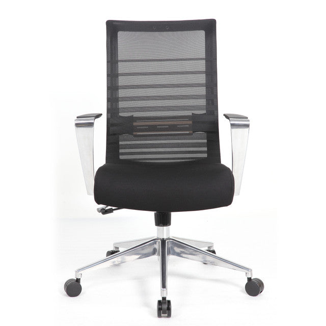 OfficeSource Interchangeable Black Mesh High Back Task Chair with Aluminum Arms and Base - Black