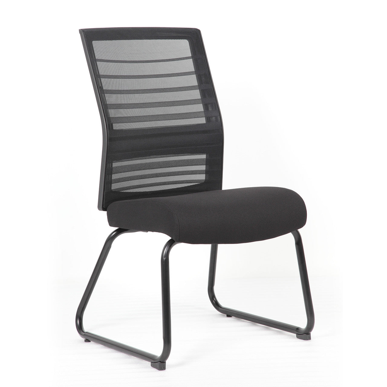 OfficeSource Interchangeable Black Mesh Back Guest Chair with Sled Base - Black