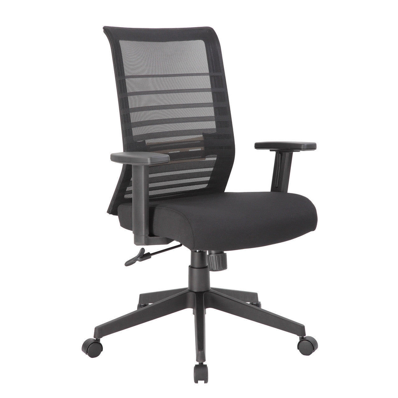 OfficeSource Interchangeable Mesh High Back Task Chair with Black Base - Black Mesh Back with Black Fabric Seat