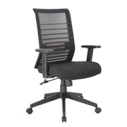 OfficeSource Interchangeable Mesh High Back Task Chair with Black Base - Black Mesh Back with Black Fabric Seat